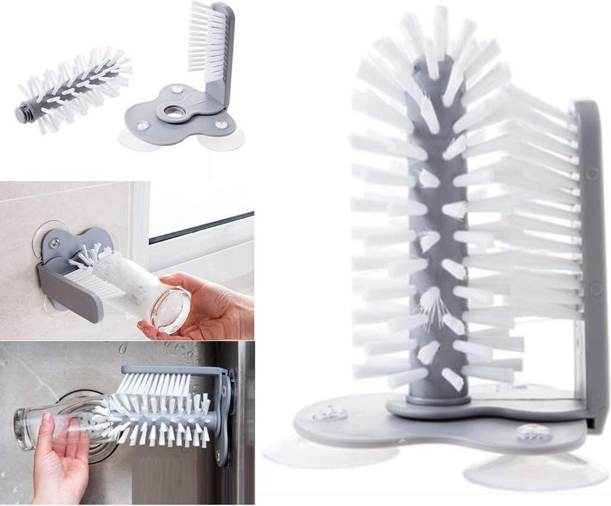 Spoelborstel voor glazen en flessen nylon slangborstel set reinigingsborstels Afwasborstel