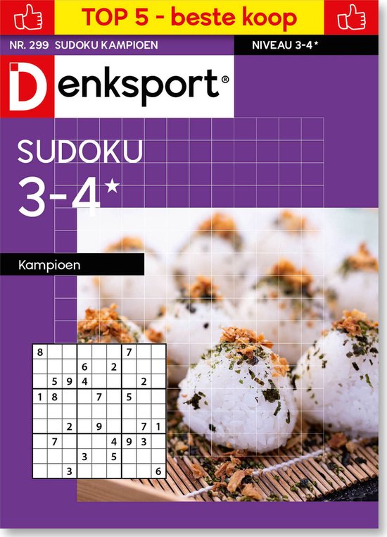 Foto: Denksport puzzelboek sudoku 3 4 kampioen editie 299