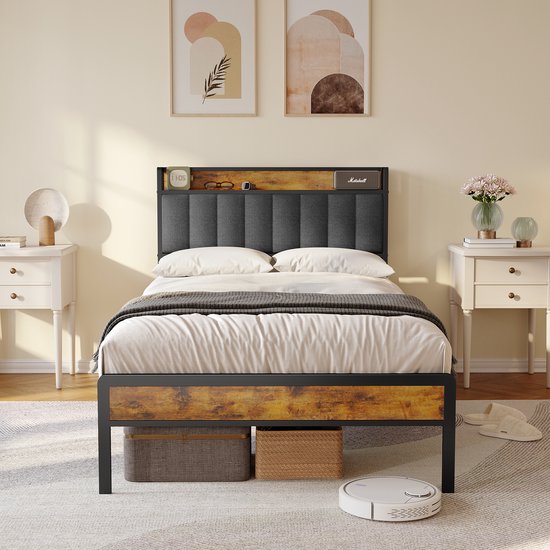 Bealife 220.5 met Opbergbaar en Stabiel, Geluidsvrij, Geen Boxspring Nodig, Eenvoudige Grijs