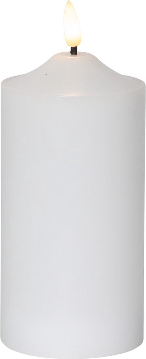 Star Trading kaarsvlam, zuilkaars, decoratie, wit, LED, timer, warm wit, 17 cm