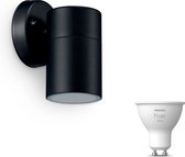 Bol.com Philips Hue Kylis Wandlamp voor Buiten Neerwaarts (Zwart) - Buitenlamp - GU10 - Warmwit Licht - Hue White aanbieding