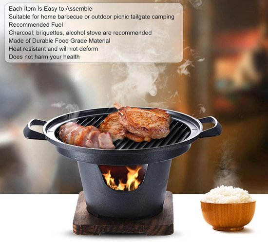 Draagbare tafelgrill - Rookloze BBQ Grill - Mini tafelblad houtskoolgrill voor één persoon - Indoor barbecue buiten picknick - Draagbare houtskoolgrill — afbeelding 4