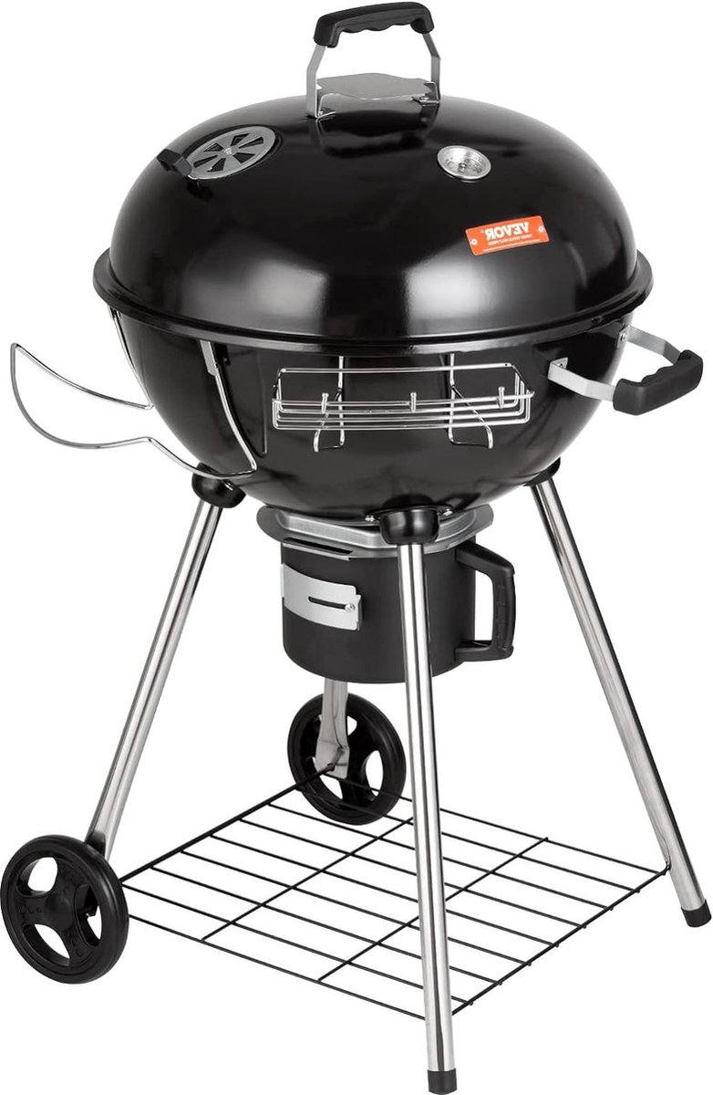 Draagbare houtskoolgrill kogelgrill 56 cm - picknickgrill 63 x 82 x 88 cm - zwart barbecue kogelgrill met deksel