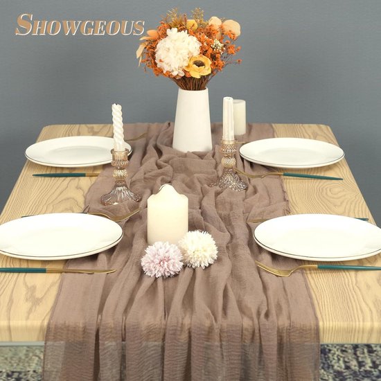10 stuks terracotta kaasdoek, tafelloper, 90 x 300 cm, kaasdoek, tafelloper van rustieke gaas, boho, Cheesecloth, bruiloft, tafelkleed voor