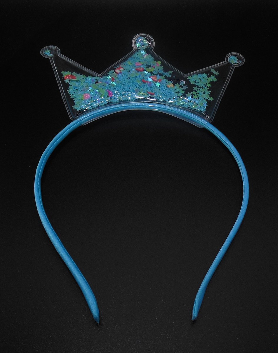 Diadeem blauw met kroon beweegbare confetti - kinderen