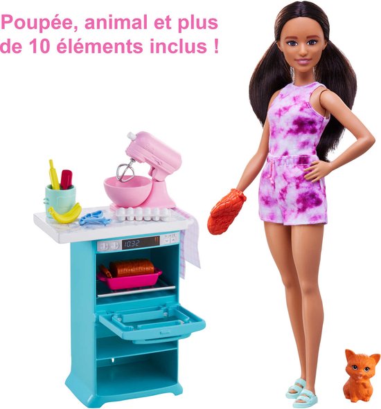 Barbie - Barbiepop Bakken met Accessoires - Met Kat - Keukenspeelset — afbeelding 2