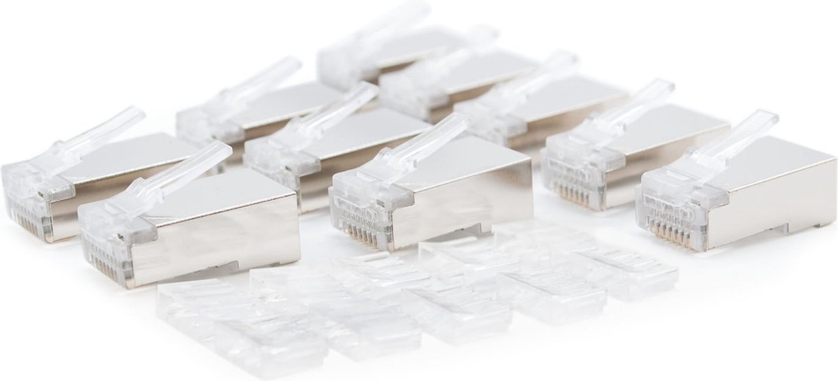 BeMatik - FTP Cat.6 RJ45 mannelijke connector om aan kabel te krimpen, 10 stuks