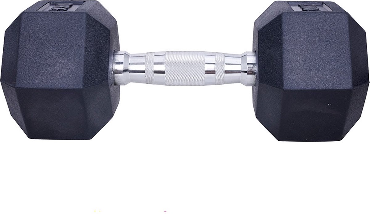 ForzaFit Hexagon Dumbbell Set 2x 10kg - Zwart - Rubber - Halter Gewicht voor Fitness – foto 5