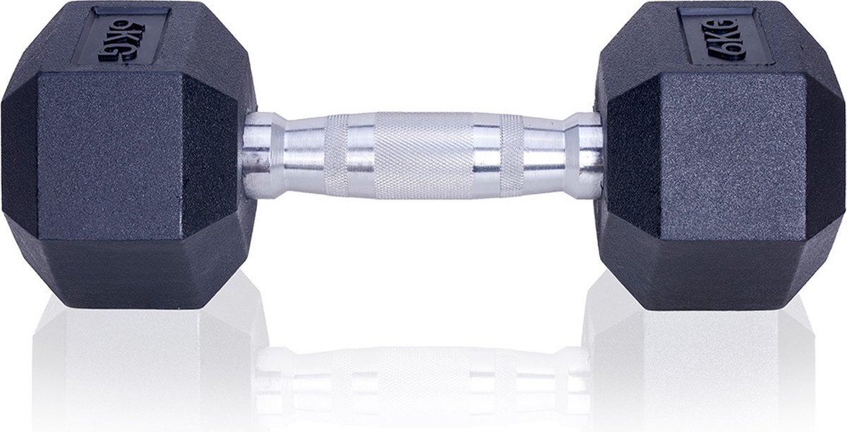 ForzaFit Hexagon Dumbbell Set 2x 6kg - Zwart - Rubber - Halter Gewicht voor Fitness – foto 2