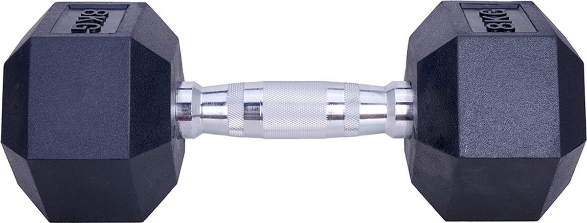 ForzaFit Hexagon Dumbbell Set 2x 8kg - Zwart - Rubber - Halter Gewicht voor Fitness – foto 7