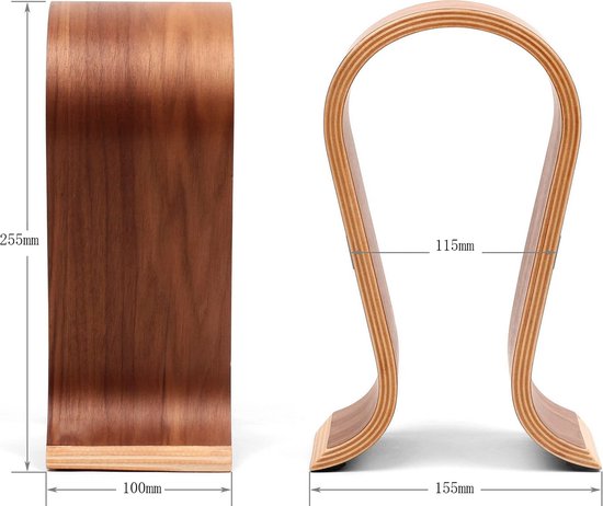 Headset Houder,Koptelefoonstandaard houten koptelefoonhouder Hoofdtelefoon Houder met Walnoothout Hoofdsteun voor alle Hoofdtelefoonmaten