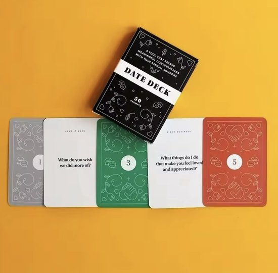 Date Deck - Premier rendez- Icebreaker - Cuir à mieux connaître votre partenaire - Idée de rendez-vous - Trouvez une connexion plus profonde - Chat - Relation approfondie - Démarrer une relation - Libre parcours -