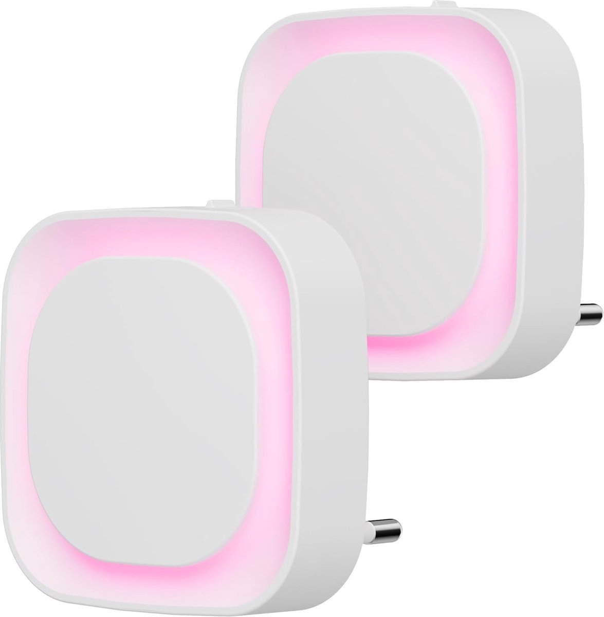 ShopHaven Nachtlicht Stopcontact met Schemersensor 2 Stuks Automatisch Aan Uit 3 Niveaus Helderheid Instelbaar Ideaal voor Kinderkamer Trap Slaapkamer Keuken Badkamer Roze