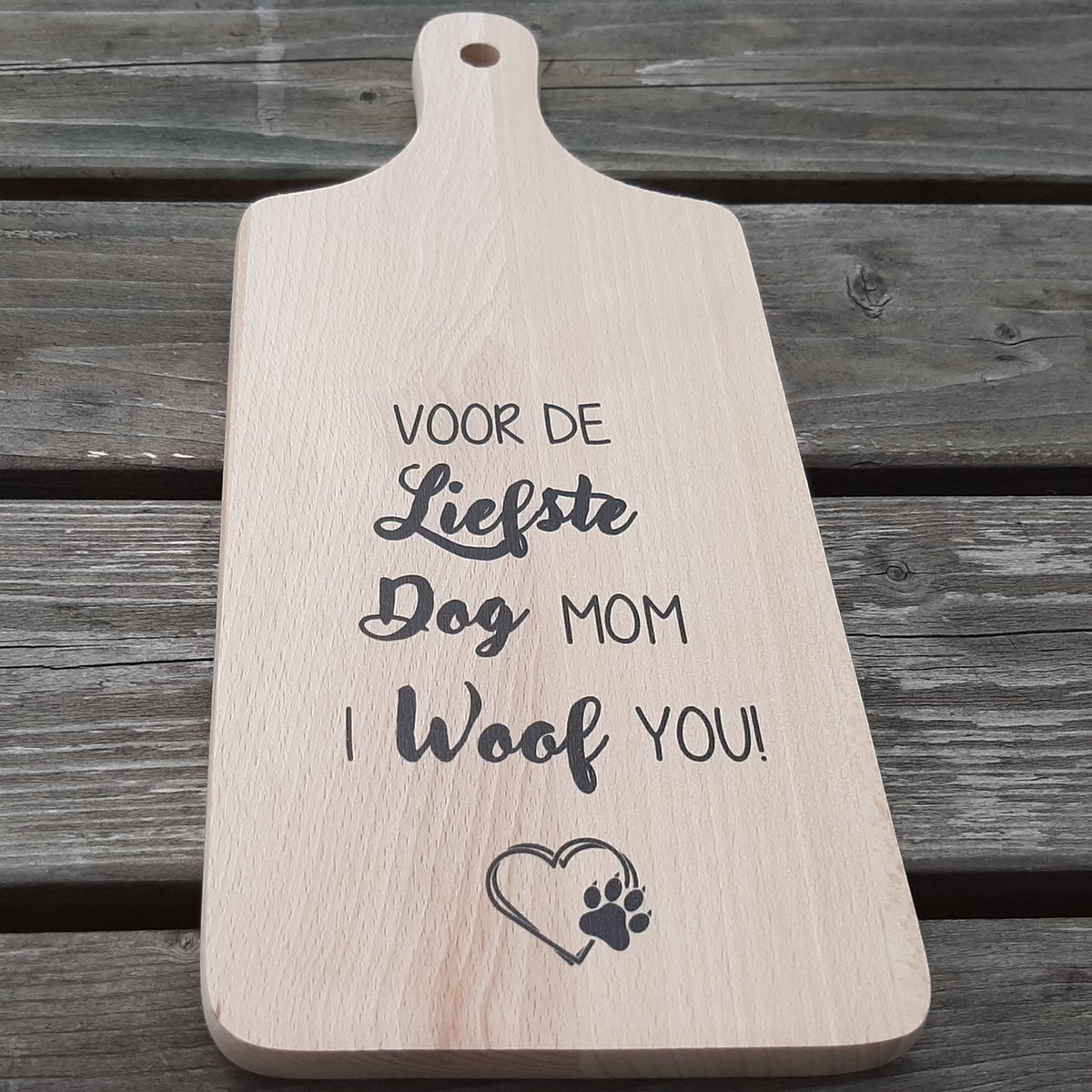 Borrelplank Hout Honden Mama (Dog Mom) – Cadeau voor Hondenliefhebber – 30 cm