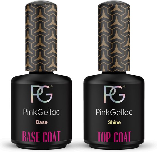 Foto: Pink gellac combi deal 2 x 15ml base coat top coat gel nagellak voor thuis