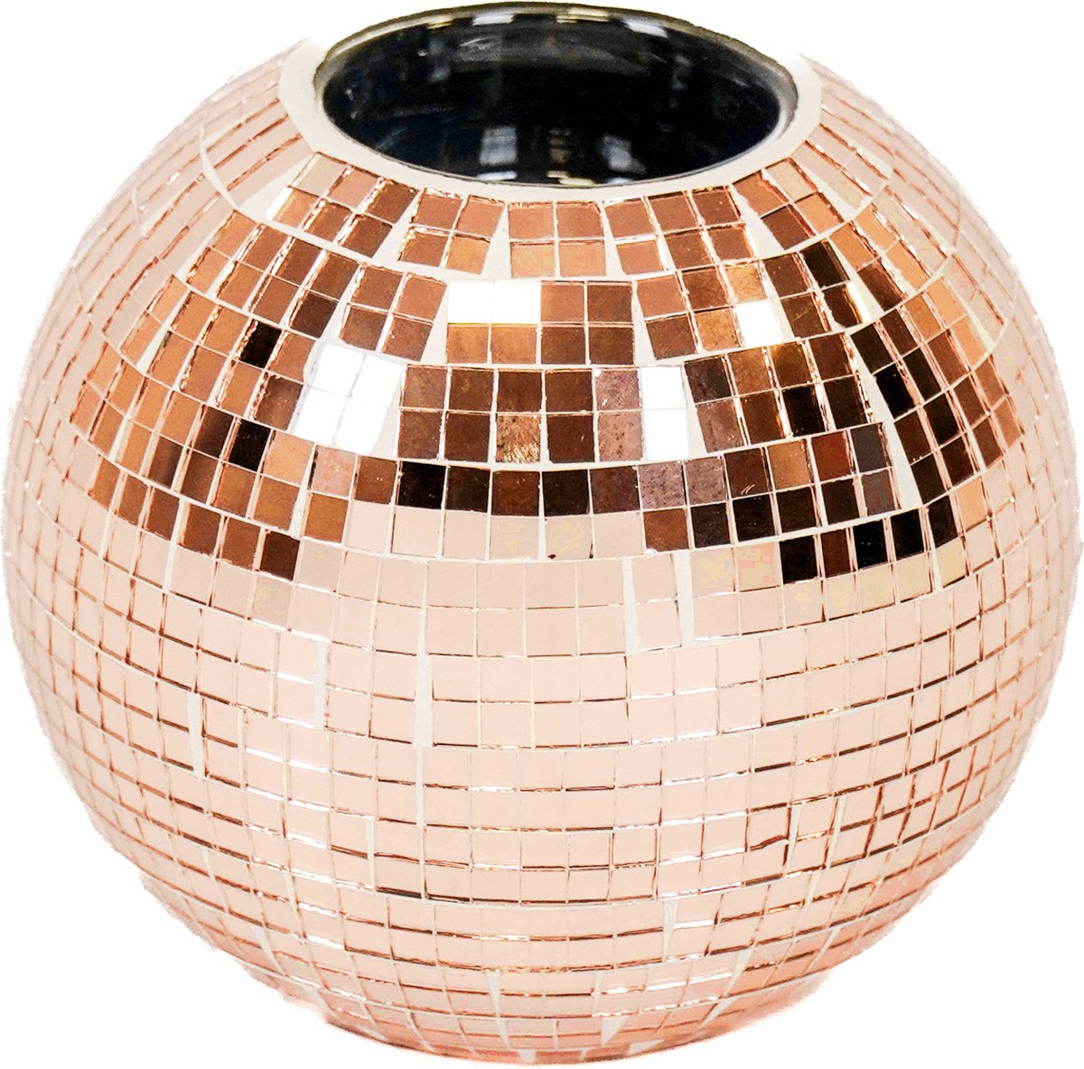Housevitamin Kaarshouder - Waxinelicht - Disco - Glas - Lichtroze - 10,5x10,5x8,5cm