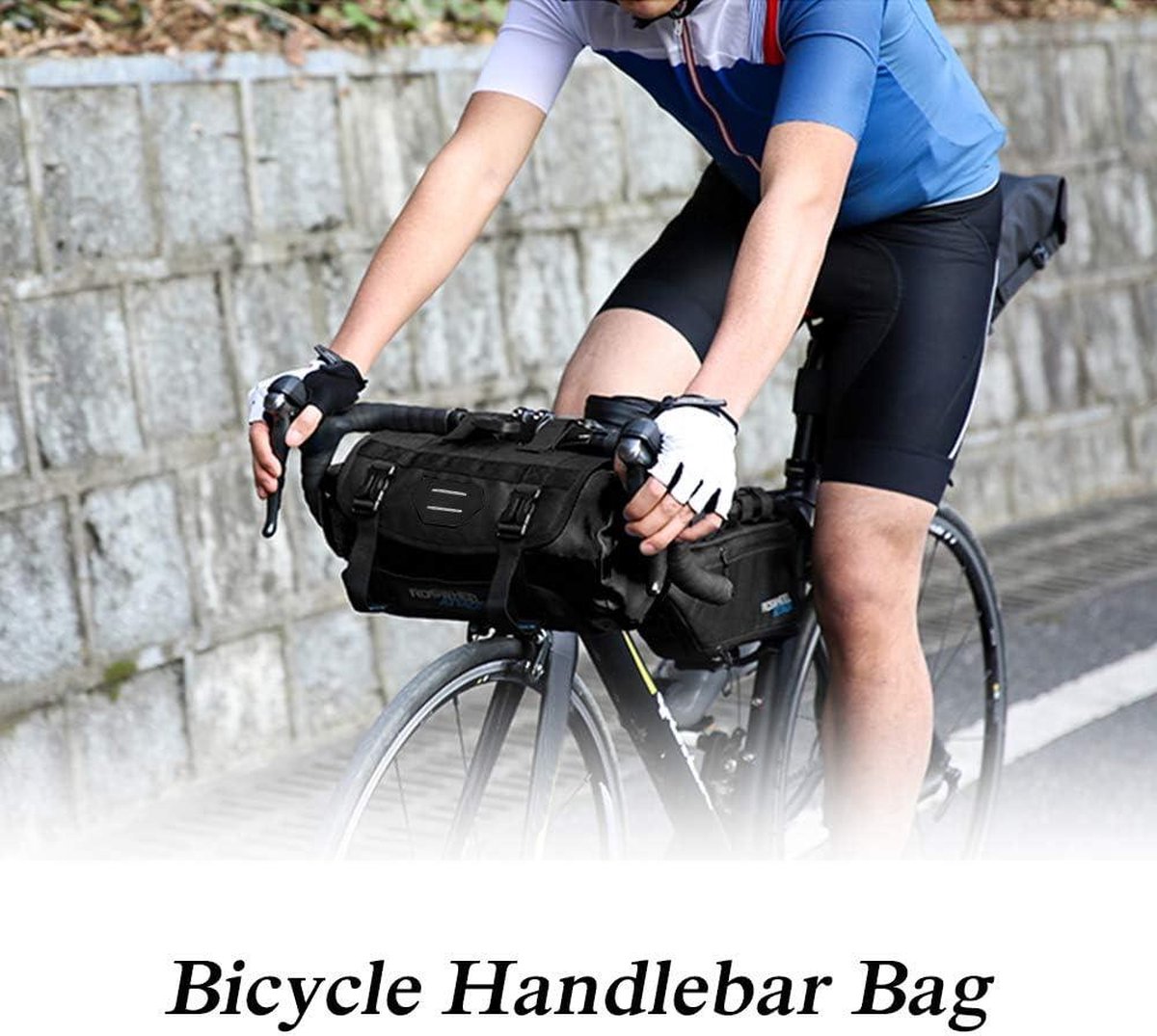 Waterdichte fietstas voor mountainbike - voorframe stuurpannier - droogtas met ritssluiting - 3L-7 l verstelbaar - zwart
