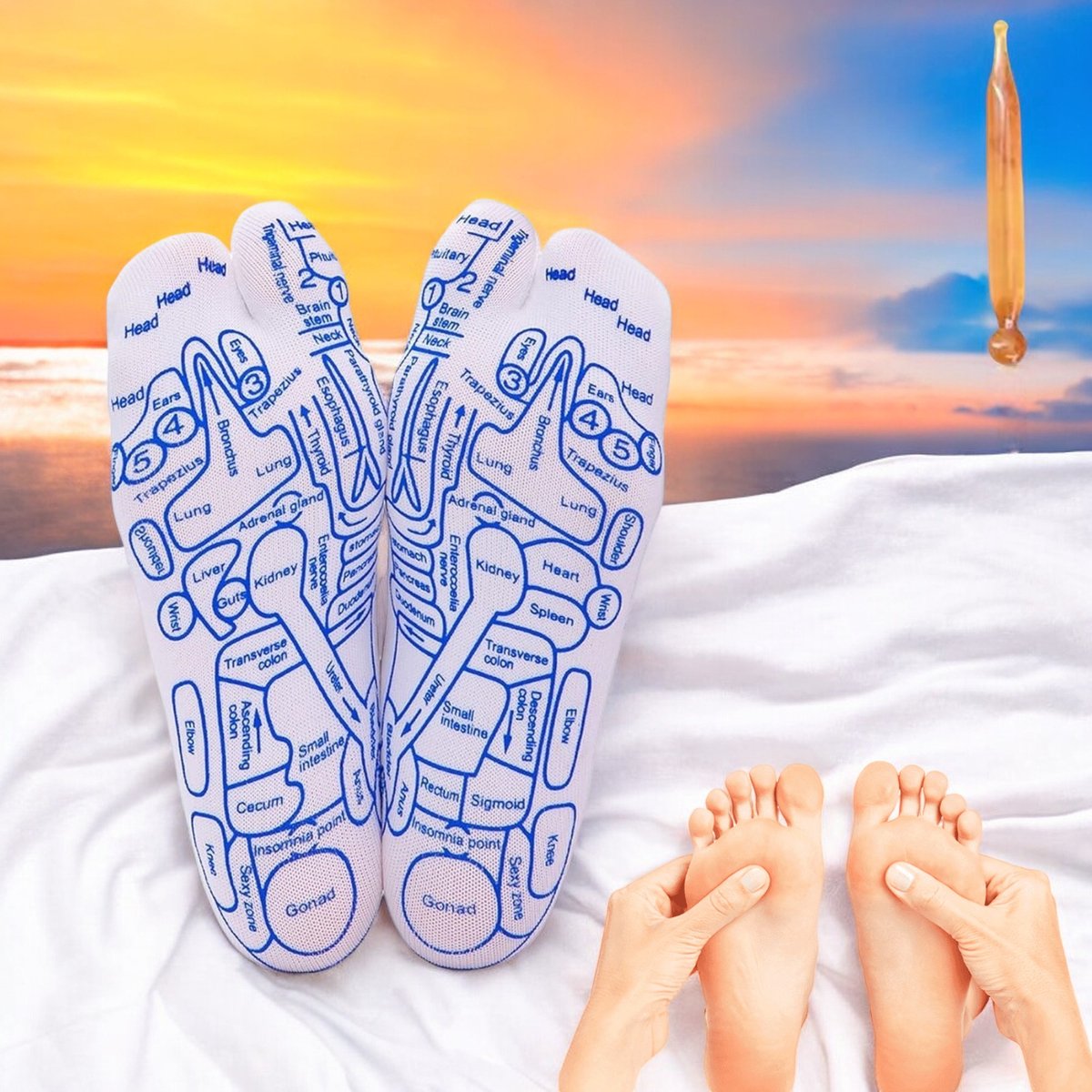 Lot De 2 Paires De Chaussettes De Réflexologie Yimomoyi Avec Picots De Massage - Taille Femme Petit