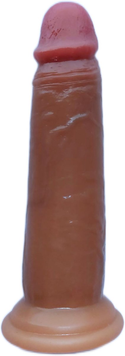 Goedkoopste Dildo - beweegbare huid - Met zuignop - 18.5 cm lang - Omvang 15 cm - Licht bruin - Sex toys - Sex speelgoed - Erotisch speelgoed