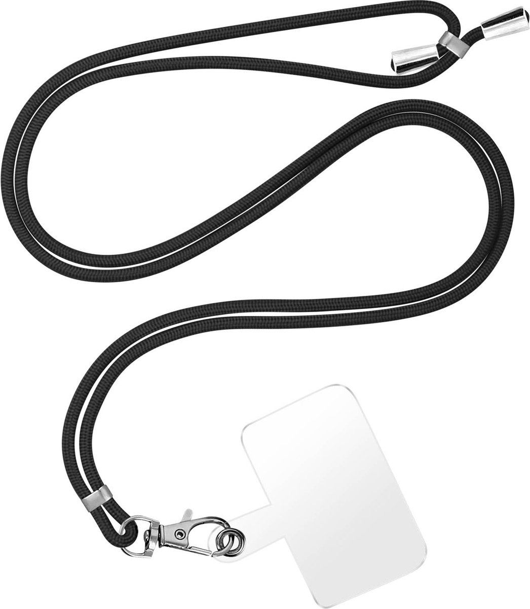 Koord universele smartphone covers, verstelbare gevlochten nylon 90cm Zwart