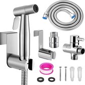 Kit Douchette WC Hausharbor Complet - Métal Brossé Argent - Hygiène Personnelle