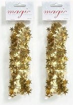 2x Kerstslingers goud 750cm - Guirlandes folie lametta - Gouden kerstboom versieringen