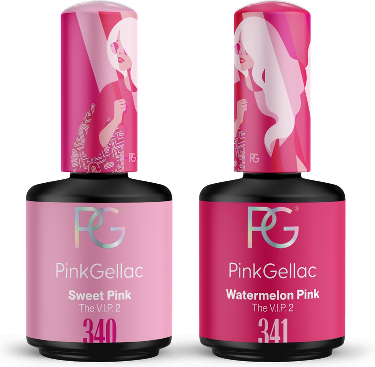 Goedkoopste Pink Gellac Gellak Set - Manicure Set met 2 x 15ml Kleuren - 340 Sweet Pink - 341 Watermelon Pink - Voordeelbundel Gelnagellak - Gel Nagellakset voor Thuis