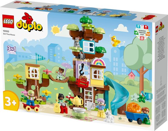 LEGO Duplo 10993 3-in-1 Boomhut, het speelgoed wordt getoond met de box.