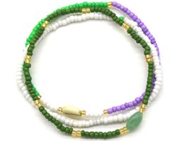 Enkelbandje - elastiek - multicolor - groen - paars - wit - accessoire - hip - tijdloos - zomer - strand - zon - vakantie - festival - dames - unisex