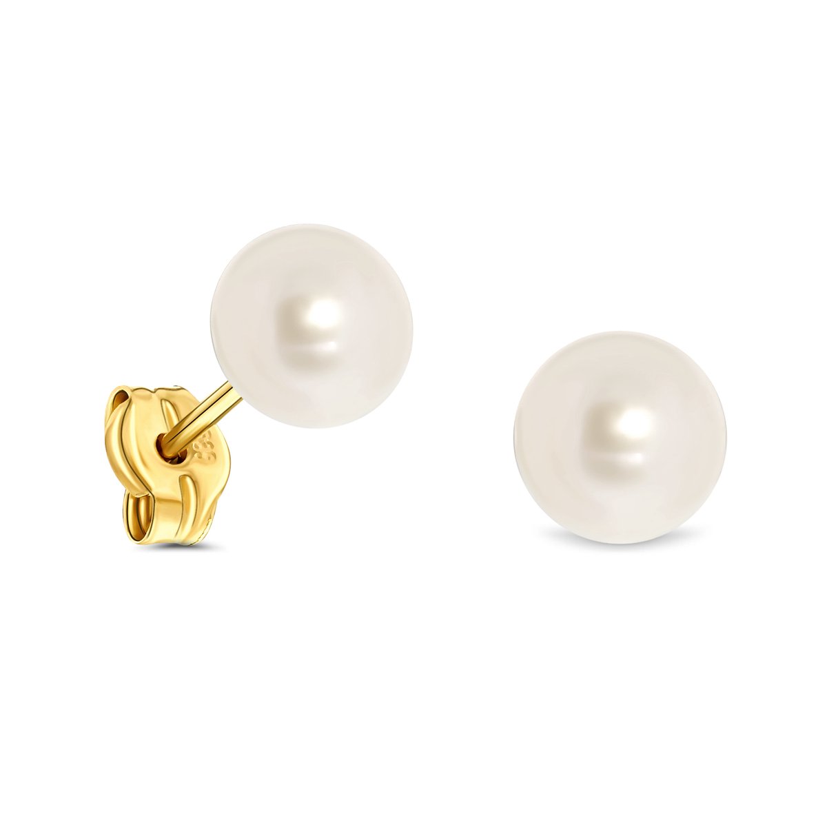 Miore Pure Oorbellen Dames - 14 Karaat Goud - Met Zoetwaterparels - Knopjes - 6 mm