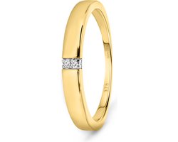 Miore Pure Ring - Gemaakt van 9 Karaat Goud - Met Diamanten - Handgemaakte Sieraden - Trouwring - Elegante Dames Sieraden - Maat 53
