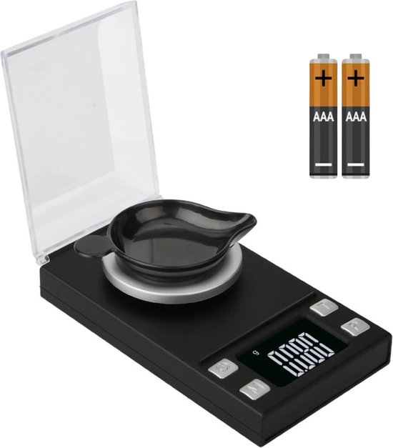 Trendfield Precisie Weegschaal 0,001 gram Incl. Batterijen - Digitale Keukenweegschaal - Medicijnen, Kruiden, Juwelen - Zwart