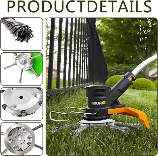 Onkruidborstel bosmaaier 2 stuks - stevige staaldraad grastrimmerkop - accessoires voor bosmaaier — afbeelding 5