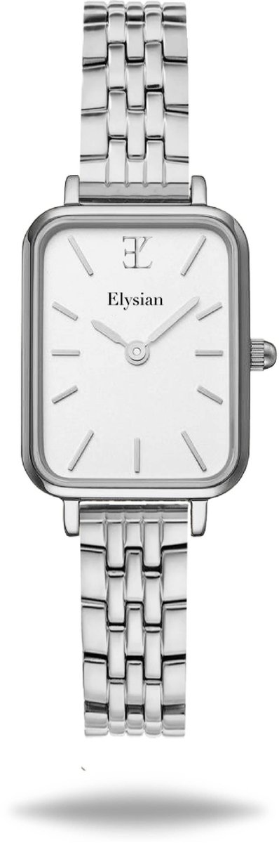 Elysian - Horloge Dames Rechthoekig - Zilver - Schakelband - Waterdicht - 26mm - Cadeau Voor Vrouw