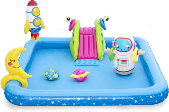 Zwembad - Water Speel Center - Kleine Astronaut - Play center Lil' Astronaut - Opblaasbare Glijbaan en Ruimtespellen - Vanaf 2 jaar - Zwembaden Galaxy
