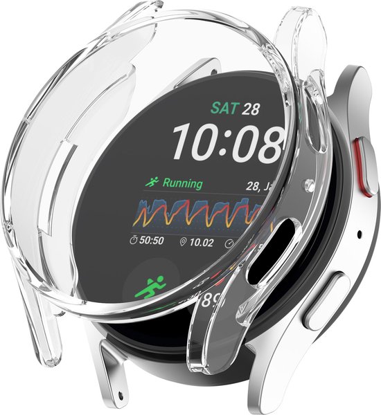 Strap-it schokbestendig TPU hoesje geschikt voor Samsung Galaxy Watch 7 – 44mm (transparant) – stevige beschermhoes met geïntegreerde screen protector – ultieme bescherming voor je smartwatch