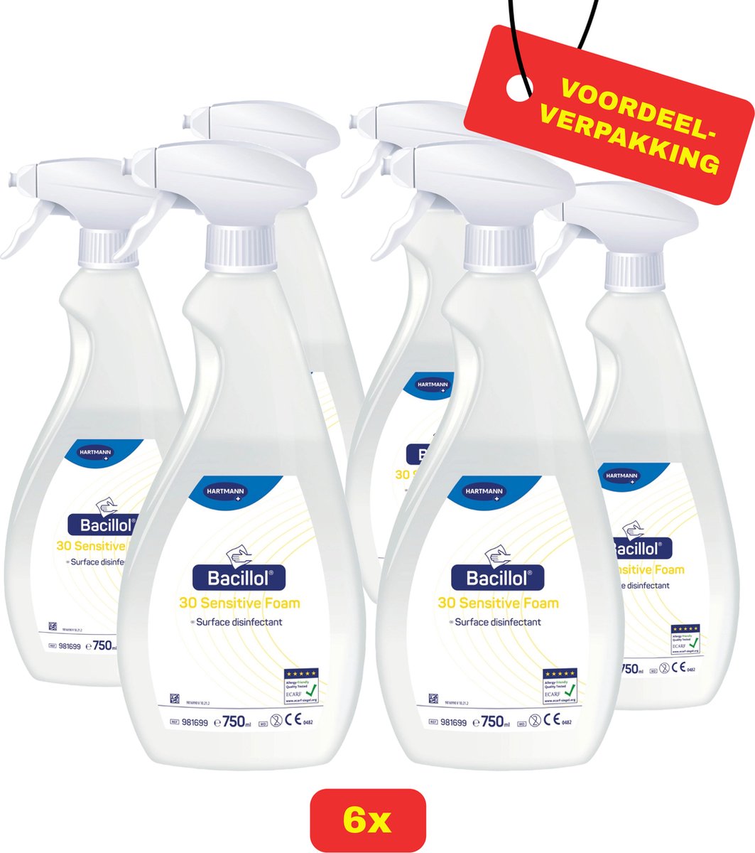 Goedkoopste 6 x Bacillol® 30 Sensitive Foam van Hartmann - 6 x 750ml - Voordeelverpakking!