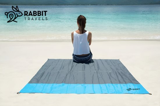RABBIT TRAVELS ™ Outdoor Kleed - Picknickkleed - Strandlaken - Waterdicht - 150 x 140 cm - Sky Blue