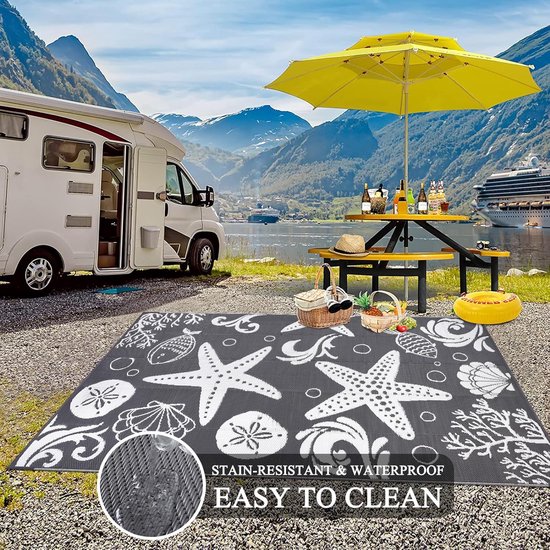 Cekene Ronde buitentapijten voor terrassen waterdicht 150 cm omkeerbare campingmat en tapijt plastic buitentapijten voor tuin groot vloeroppervlak tapijt voor buiten tuin camper aanhangwagen