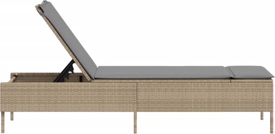 vidaXL - Chaise longue - avec - kussen - poly - rotin - beige