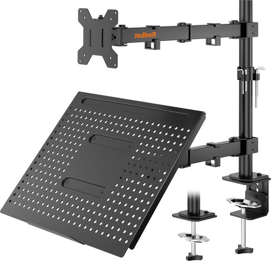 Redbat Monitorarm mit belüfteter Laptopablage, voll einstellbar für 13