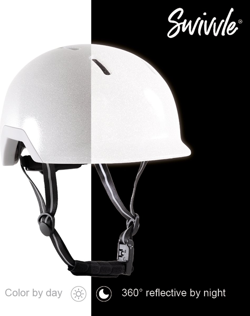 Swivvle® 360° Reflecterende Fietshelm - Maat S 51 - 54 cm - Model Sirius Basic - Licht Grijs - Geschikt voor Elektrische Fiets en Speed Pedelec - Mips Systeem
