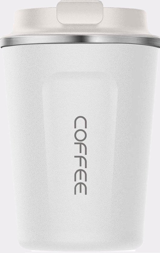 Premium RVS Koffiebeker To Go - Thermosbeker - Theebeker - 380ml -Wit
