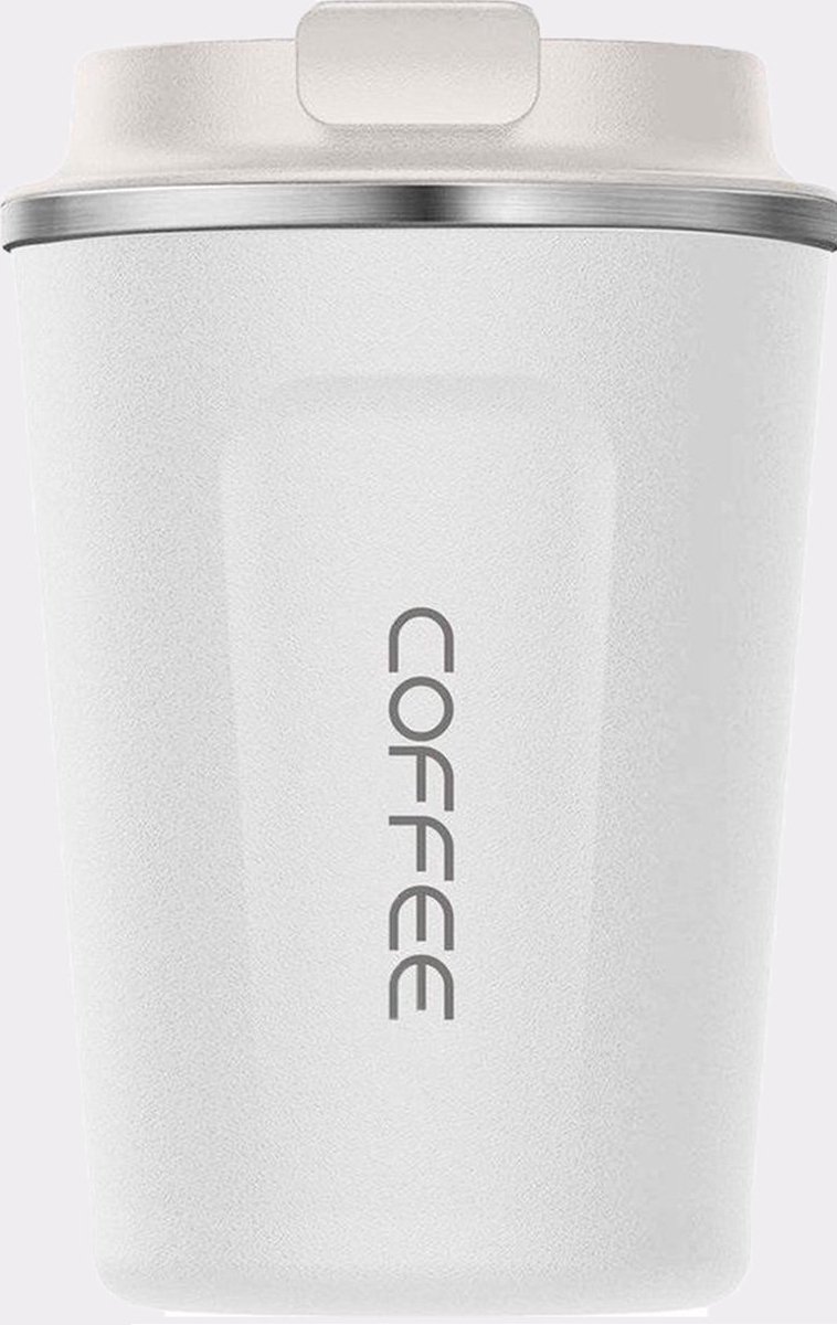 Premium RVS Koffiebeker To Go - Thermosbeker - Theebeker - 380ml -Wit