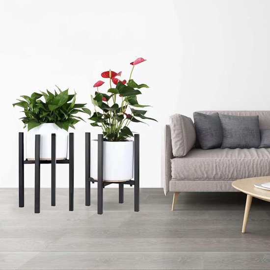 en.casa] Plantenstandaard Osen set van 2 zwart | premiumXL