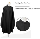 Kapmantel voor Volwassenen Cape Drukknopen Kappersschort Barber Cape - Met Siliconen Kraag - Met Drukknoop Sluiting - Zwart