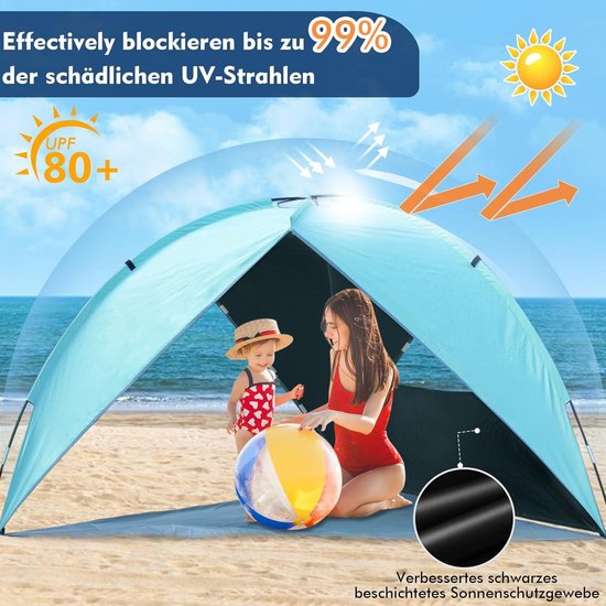 Strandtent met uv-bescherming voor 2-3 personen - UPF80+ - Windbescherming - Lichtgewicht - 2024 upgrade van Merkloos — afbeelding 5
