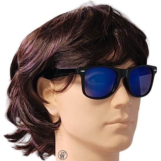 Fako Sunglasses® - Heren Zonnebril - Dames Zonnebril - UV400 - Zwart - Spiegel Blauw van Fako Sunglasses® — afbeelding 3