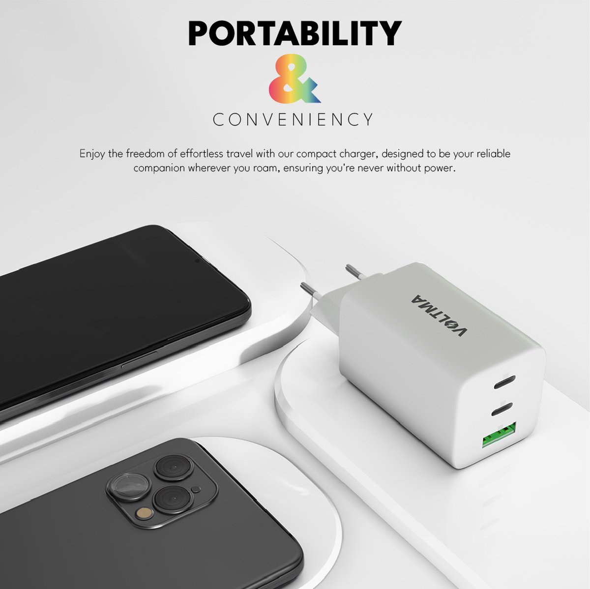 LIAONFOY Normale schakelaar met 65 W super opladen met stopcontact, super snel opladen type c en USB-combinatie glazen frame wit 3-voudig 228mm 100- 240V (neutrale lijn vereist