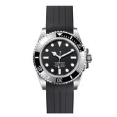 Bol.com Horlogebandje voor Rolex Horloge - SEIKO Horloge - Omega x Swatch MoonSwatch - 20mm - Zacht Rubber - Zwart aanbieding